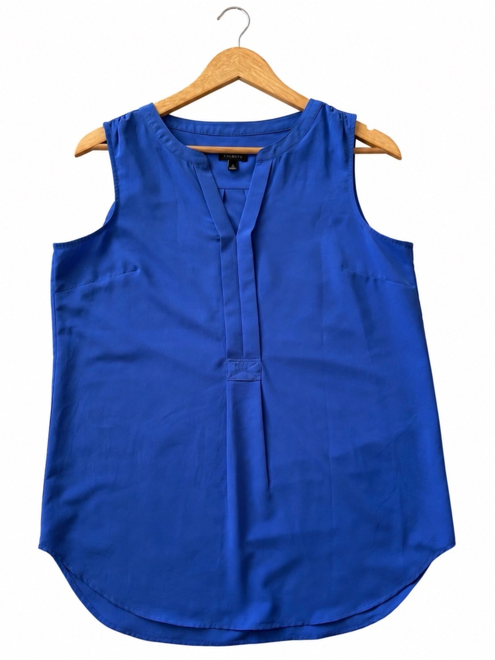 Talbots Women’s Royal Blue Split Neck Sleeveless Blouse, Size Small